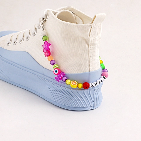 Colorful Beaded Shoe Chain For Women Multicolor Fruit Polymer Clay Star Smile Letter Woven Shoe Decoration Accessory