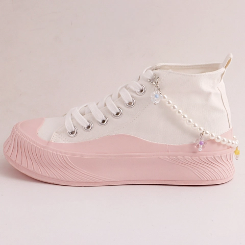 Fashion Artificial Pearl Shoe Chain Accessory With Colorful Acrylic Flower Charms Alloy Jewelry For Sneakers Boots Women Girls Decor