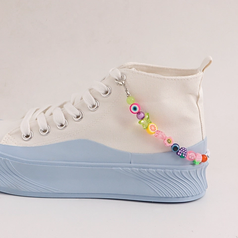 Catena per Scarpe con Perline Colorate Bohémien da Donna Chiusura a Moschettone in Lega Frutta Smiley Malocchio Lettere Happy