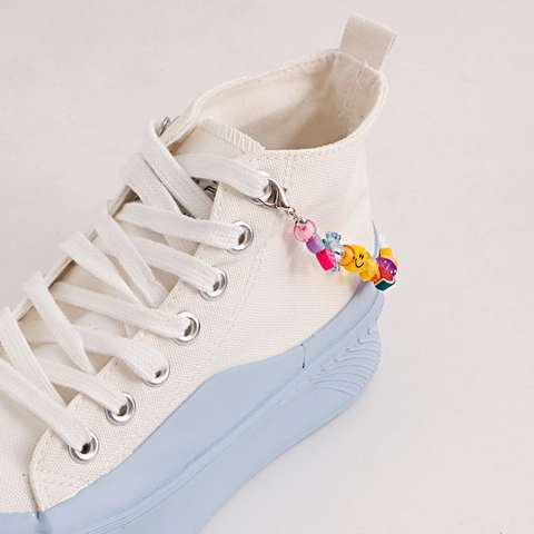 Bohemian Resin Fruit Smiley Beaded Shoe Chain Colorful Alphabet Heart Star Charms Alloy Clasp DIY Shoe Jewelry Accessories