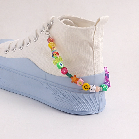 Multicolor Beaded Shoe Chain Accessory Alloy Acrylic Fruit Lemon Smiley Face Star Butterfly Pendant Simple Pastoral Style For Women