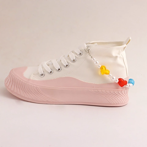 Bohemian Multicolor Heart Artificial Pearl Shoe Chain For Women Alloy Beaded Shoe Accessories Jewelry Gift