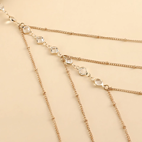 Mode Strass Meerlaagse Dij Ketting Voor Vrouwen Sexy Legering Elastische Been Ketting Lichaamssieraden Strand Feest Straat Accessoires