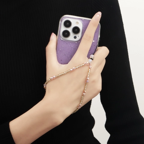 Colgante para Teléfono con Cuentas Rosas Trasparentes de Moda Correa de Acrílico con Efecto Cristal Aleación para Mujer