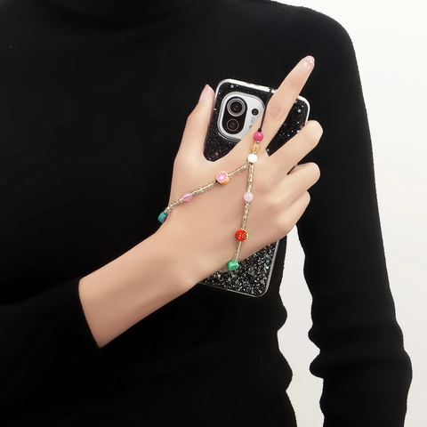 Lanière de Téléphone en Perles de Fruits Fait Main Chaîne de Téléphone en Acrylique et Pâte Polymère pour Femme Fille