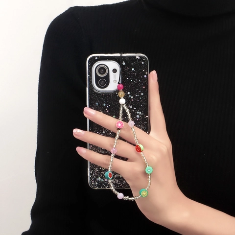 Lanière de Téléphone en Perles de Fruits Fait Main Chaîne de Téléphone en Acrylique et Pâte Polymère pour Femme Fille