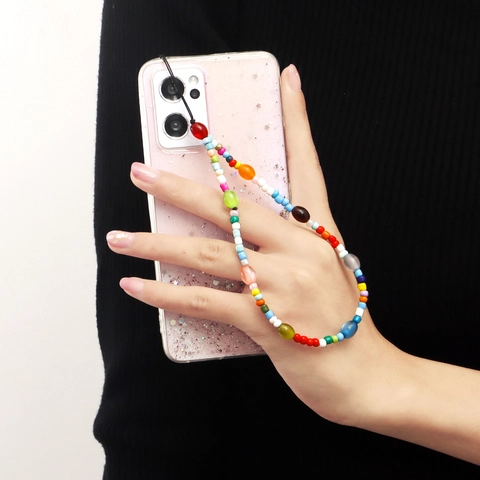 Bohemian Colorful Mixed Beaded Phone Lanyard Strap Handmade Alloy Resin Beads Anti-lost Mobile Phone Chain Accessory For Women