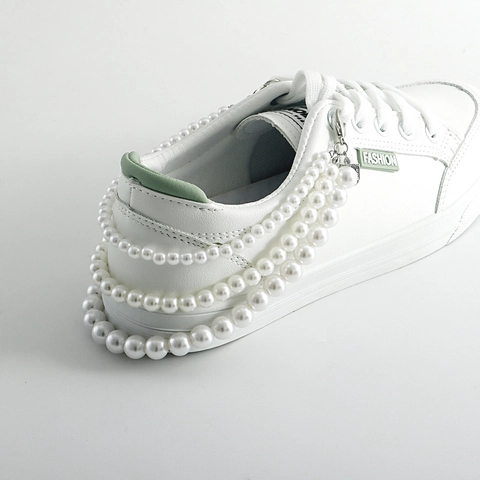 Elegant Layered Artificial Pearl Shoe Chain For Women Fashion Alloy Hand-Woven Anklet Heel Decoration Jewelry Accessory
