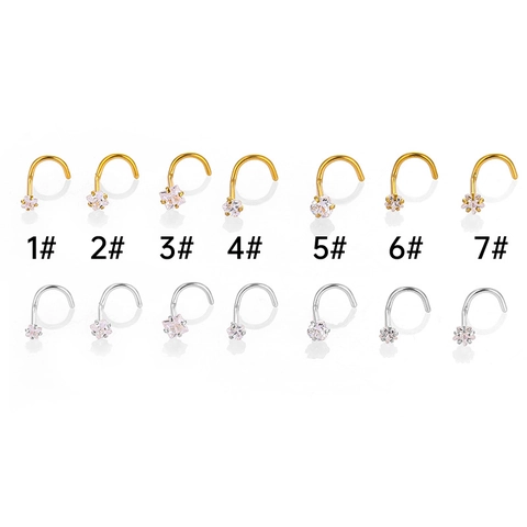 316L Stainless Steel Nose Studs For Women Men Square Heart Star Cubic Zirconia Body Piercing Jewelry Gold Silver L-Shape