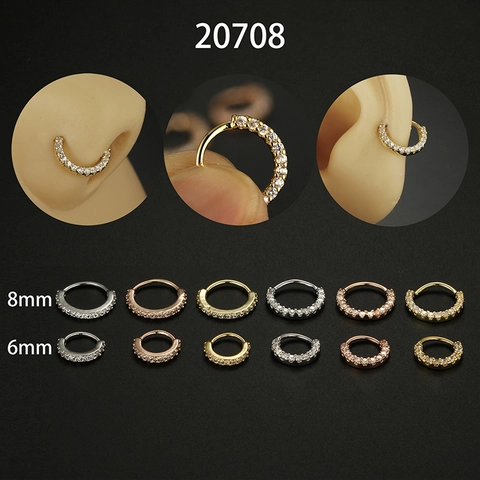 Copper Zirconia Nose Ring Ear Cartilage Hoop Mini Septum Piercing Jewelry Silver Gold Rose Gold For Women Men