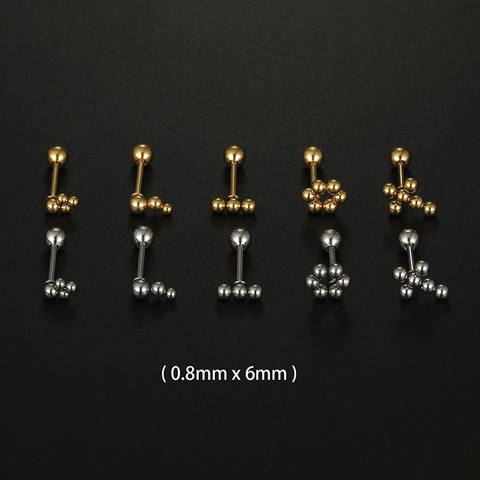316L Stainless Steel Ball Cluster Stud Earrings Screw Back Helix Piercing Jewelry Unisex Minimalist Gold Silver Earring