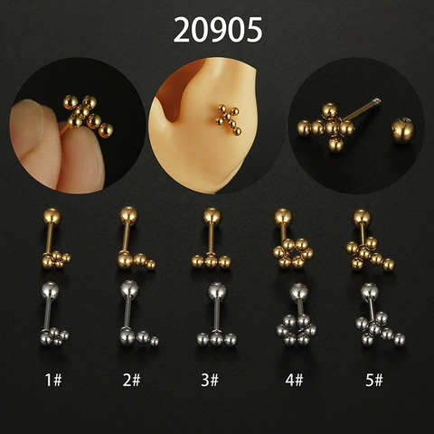 316L Stainless Steel Ball Cluster Stud Earrings Screw Back Helix Piercing Jewelry Unisex Minimalist Gold Silver Earring