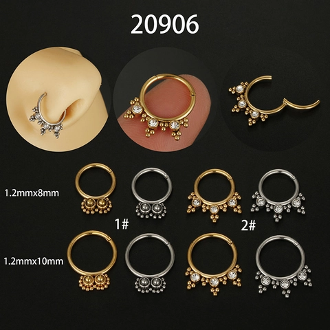 316L Stainless Steel Hinged Septum Clicker Nose Ring With Zirconia Sparkling Ear Cartilage Hoop Piercing Jewelry Unisex
