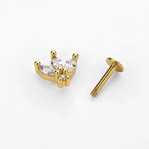 316L Acciaio Inossidabile Labret Stud Orecchio Cartilagine Piercing Gioielli Zirconia Opale Farfalla Corona Cuore