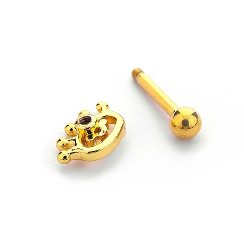Boucles d'Oreilles Clous Cartilage en Acier Inoxydable Unisexe Or Argent Cuivre Zirconium Couronne Mauvais Œil Piercing