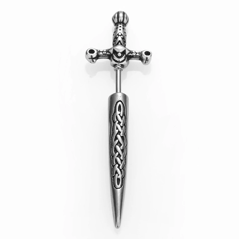 Vintage Edelstahl Schwert Dolch Piercing Ohrring Mit Keltischem Knoten Muster 16G Punk Gothic Ohrstecker Für Damen Herren