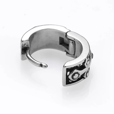 Vintage Edelstahl Huggie Hoop Ohrringe Für Damen Herren Punk Blatt Quadratisch Geometrisch Kreuz Emaille Silber Schmuck