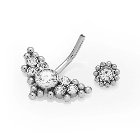 316L Stainless Steel 14G Zirconia Flower Cluster Navel Ring Belly Piercing Jewelry For Women Gold Silver Curved Barbell