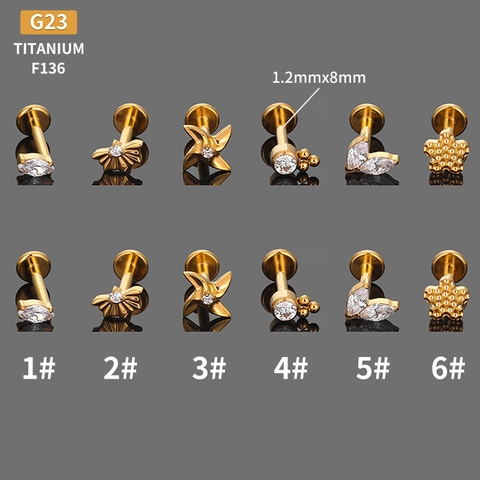 G23 Titan Labret Stecker Innengewinde F136 Piercing Schmuck Marquise Zirkon Ohrknorpel Stecker Lippenring Für Unisex