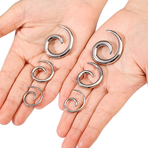 Stainless Steel Spiral Ear Expander Snail Shaped Body Piercing Jewelry Polished Earlobe Stretching Taper For Unisex Gauge Jewelry