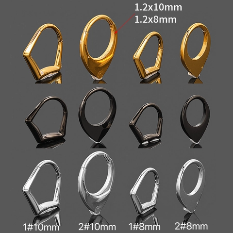 Anneau de Nez en Acier Inoxydable 316L Forme de V Géométrique Larme Septum Clicker Boucles d'Oreilles Anneaux sans Couture