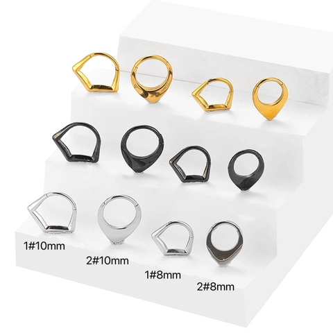 Anneau de Nez en Acier Inoxydable 316L Forme de V Géométrique Larme Septum Clicker Boucles d'Oreilles Anneaux sans Couture