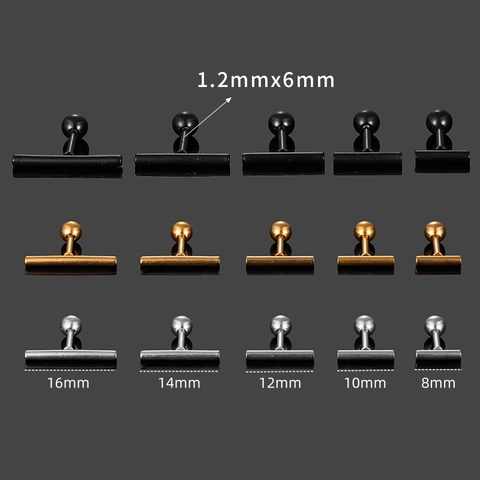 Pendientes de Botón Minimalistas de Acero Inoxidable 316L con Barra en T Joyería de Piercing para Hombre Mujer Oro Plata Negro