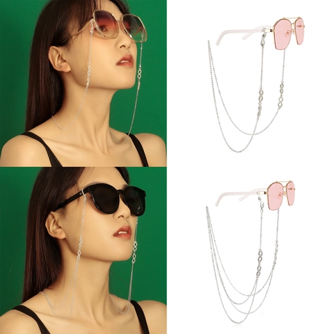 Infinity Symbol Rhinestone Glasses Chain Women Metal Sunglasses Strap Mask Lanyard Fashion Jewelry Eyewear Accessories