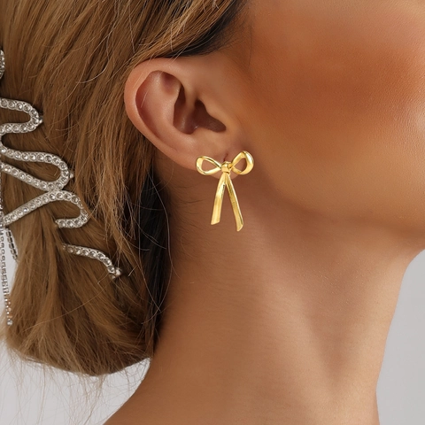 Elegant Alloy Bowknot Earrings Rhinestone Inlaid Artificial Pearl Tassel Drop Earrings For Women Fashion Jewelry Accessories