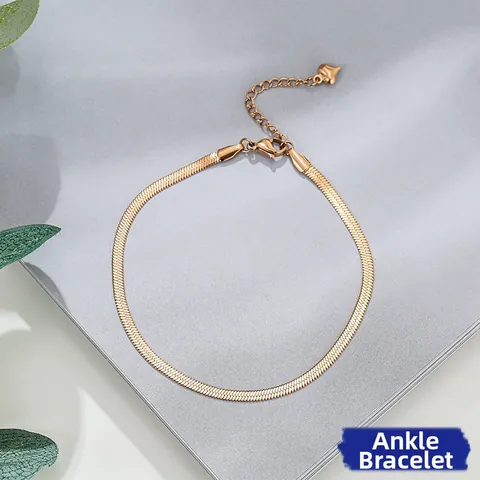 Minimalistisch Roestvrij Staal Slangenketting Enkelbandje Harthanger Roségoud Goud Legering Beensieraden Voor Vrouwen Strand Feest