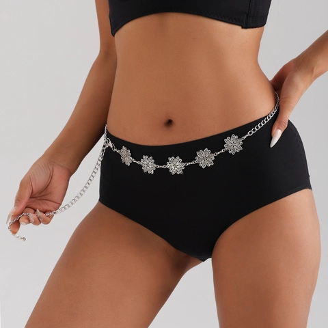 Catena da Vita in Metallo Vintage Retro Sexy Catena per il Corpo Incisa con Fiori Svuotati per Donna Catena Regolabile per la Pancia