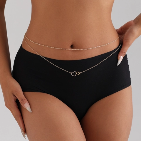 Chaîne de Corps Femme Sexy Multicouche Coeur Infini Pendentif Géométrique Or Bikini Chaîne de Taille Ceinture Bijoux de Mode