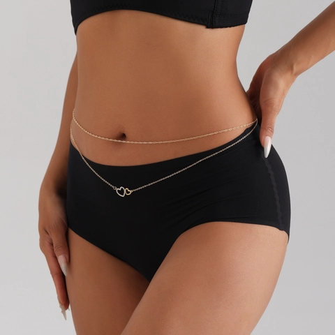 Chaîne de Corps Femme Sexy Multicouche Coeur Infini Pendentif Géométrique Or Bikini Chaîne de Taille Ceinture Bijoux de Mode