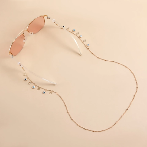Vintage Oro Metal Mal de Ojo Cadena para Gafas Para Mujeres Hoja Colgante Cordón para Mascarilla Moda Antipérdida Joyería Regalo