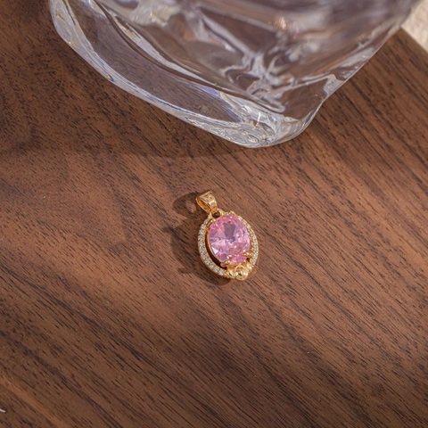 Vintage European Oval Artificial Crystal Pendant For Women French Romantic Inlaid Rhinestone Halo Jewelry DIY Accessories