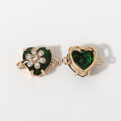 Copper Rhinestone Heart Flower Pendant Jewelry Connector For DIY Necklace Earrings Handmade Making Accessories Charm