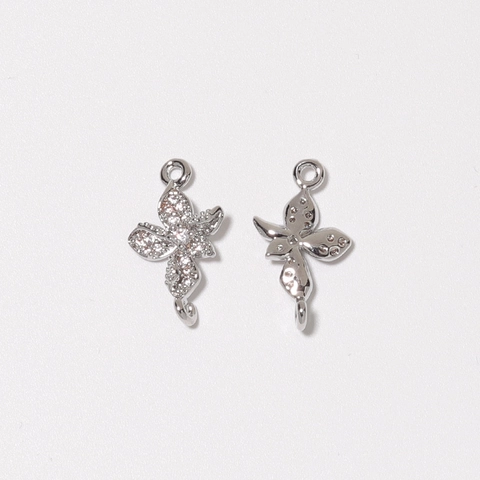DIY Copper Micro Pave Rhinestone Flower Butterfly Pendants Jewelry Making Supplies For Earrings Necklace Making Accessories