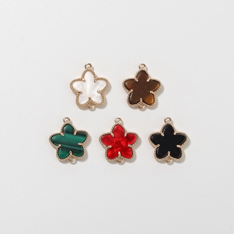 DIY Gilded Copper Flower Pendant Beaded Edge Connector Charm For Jewelry Making Earrings Bracelet Handmade Crafts Accessory