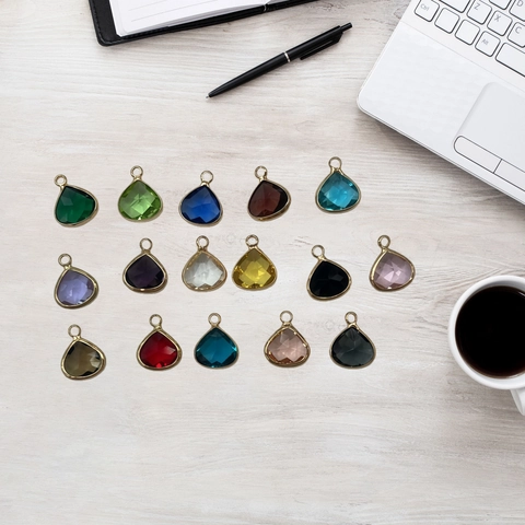 Heart Water Drop Faceted Crystal Glass Pendant Gold Plated Copper DIY Jewelry Accessories For Necklace Earring Keychain Women