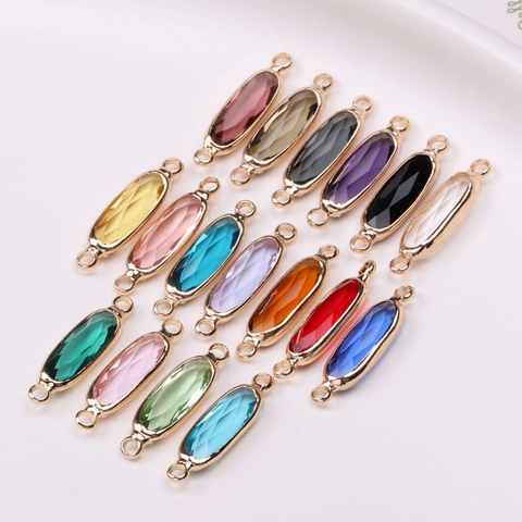 Copper Gold Plated Artificial Crystal Oval Connectors For DIY Jewelry Making Bracelet Necklace Findings