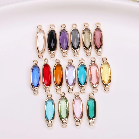 Copper Gold Plated Artificial Crystal Oval Connectors For DIY Jewelry Making Bracelet Necklace Findings