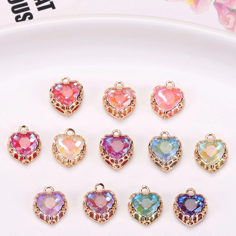 Copper Heart Pendant Rhinestone Crystal Hollow Lace DIY Jewelry Making Accessory For Necklace Earring Women Jewelry