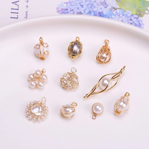 DIY Parelhangers Goud Verguld Koperdraad Omwikkeld Bloemknop Charms Kunstkristal Hangende Kralen Voor Sieraden Maken