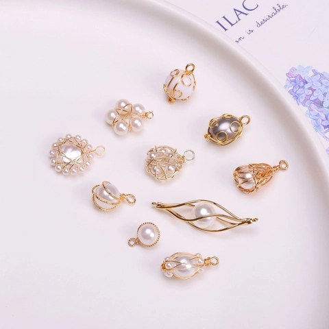DIY Parelhangers Goud Verguld Koperdraad Omwikkeld Bloemknop Charms Kunstkristal Hangende Kralen Voor Sieraden Maken