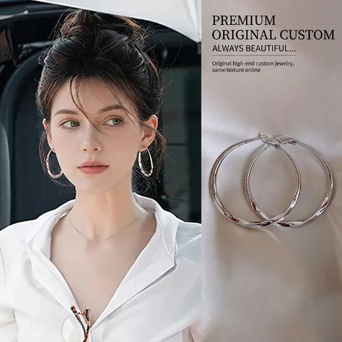 Boucles D'oreilles Créoles En Forme De C En Métal Multicouche Cercle Bijoux Avec Tige En Argent Sterling 925 Pour Femmes
