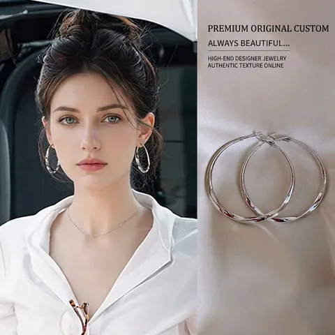 Twisted Round Hoop Ohrringe Mit Silver Earring Post Kupfer Minimalistischer Geometrischer Kreis Schmuck Für Frauen