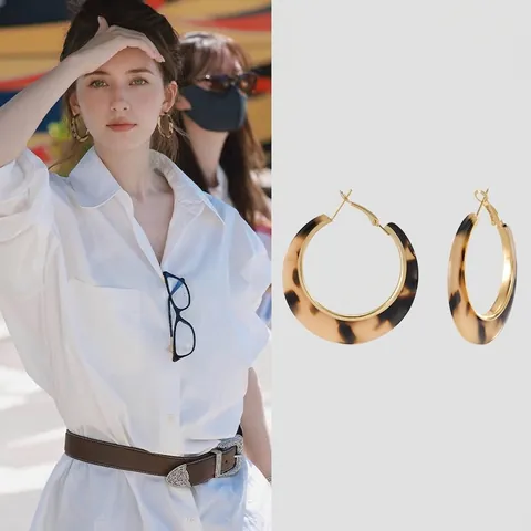 Gedraaide Ronde Hoepel Oorbellen Met Silver Earring Post Koper Minimalistische Geometrische Cirkel Sieraden Vrouwen