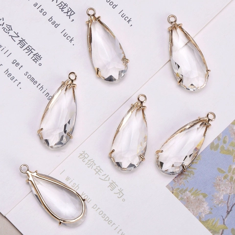 Koper Goud Verguld Gefacetteerde Traan Kunstmatige Kristal Hanger DIY Sieraden Maken Charms Voor Halsketting Oorbel Accessoire