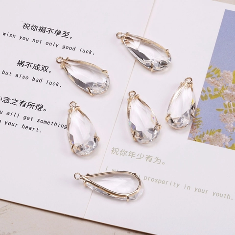 Koper Goud Verguld Gefacetteerde Traan Kunstmatige Kristal Hanger DIY Sieraden Maken Charms Voor Halsketting Oorbel Accessoire
