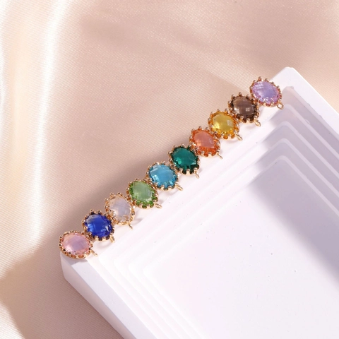 14K Gold Plated Copper Oval Synthetic Crystal Stud Earrings DIY Earring Findings With 925 Sterling Silver Earring Post
